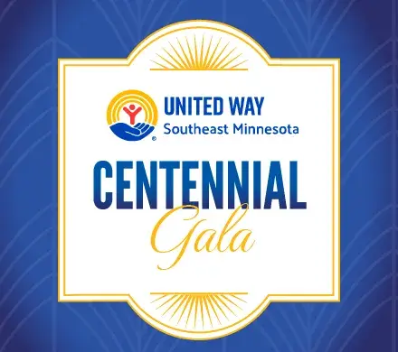 1920s-inspired graphic with the United Way of Southeast Minnesota logo and text that reads: Centennial Gala