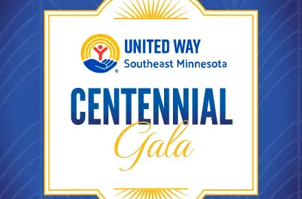 1920s-inspired graphic with the United Way of Southeast Minnesota logo and text that reads: Centennial Gala