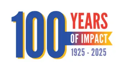 United Way Centennial Mark. Reads: 100 years of impact, 1925-2025.